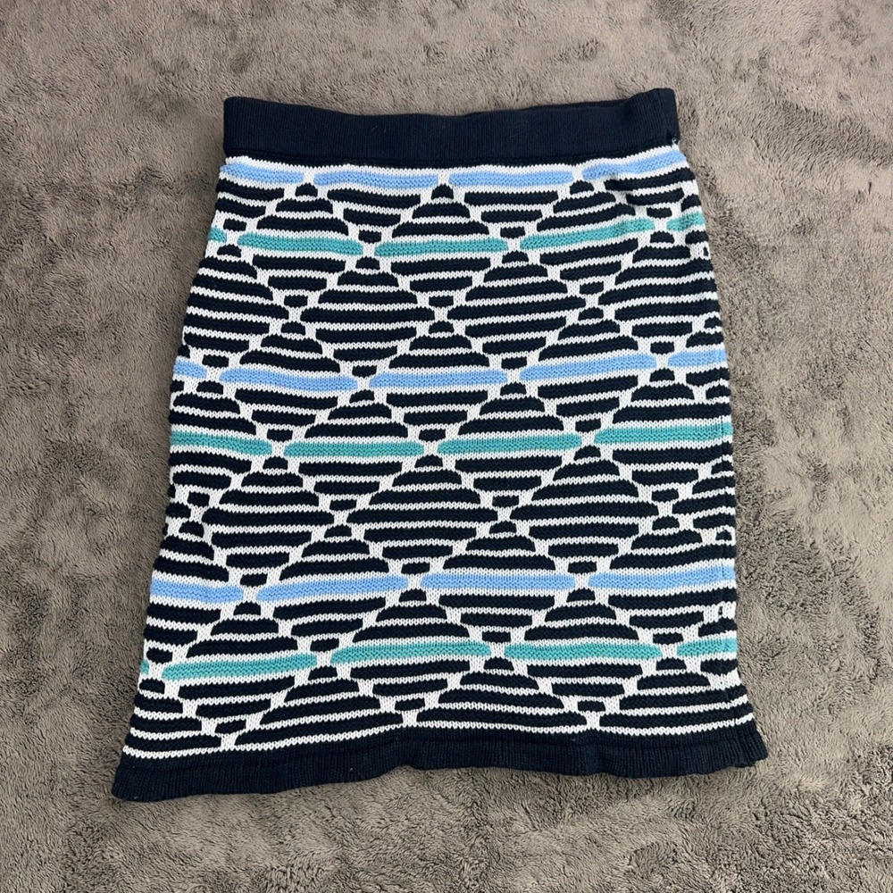 Romeo + Juliet Couture Womens Navy Blue Geometric Knit Cotton Mini Skirt Small